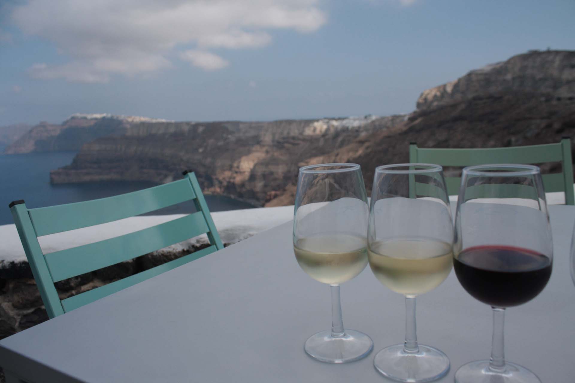 Wine tasting in Santorini view