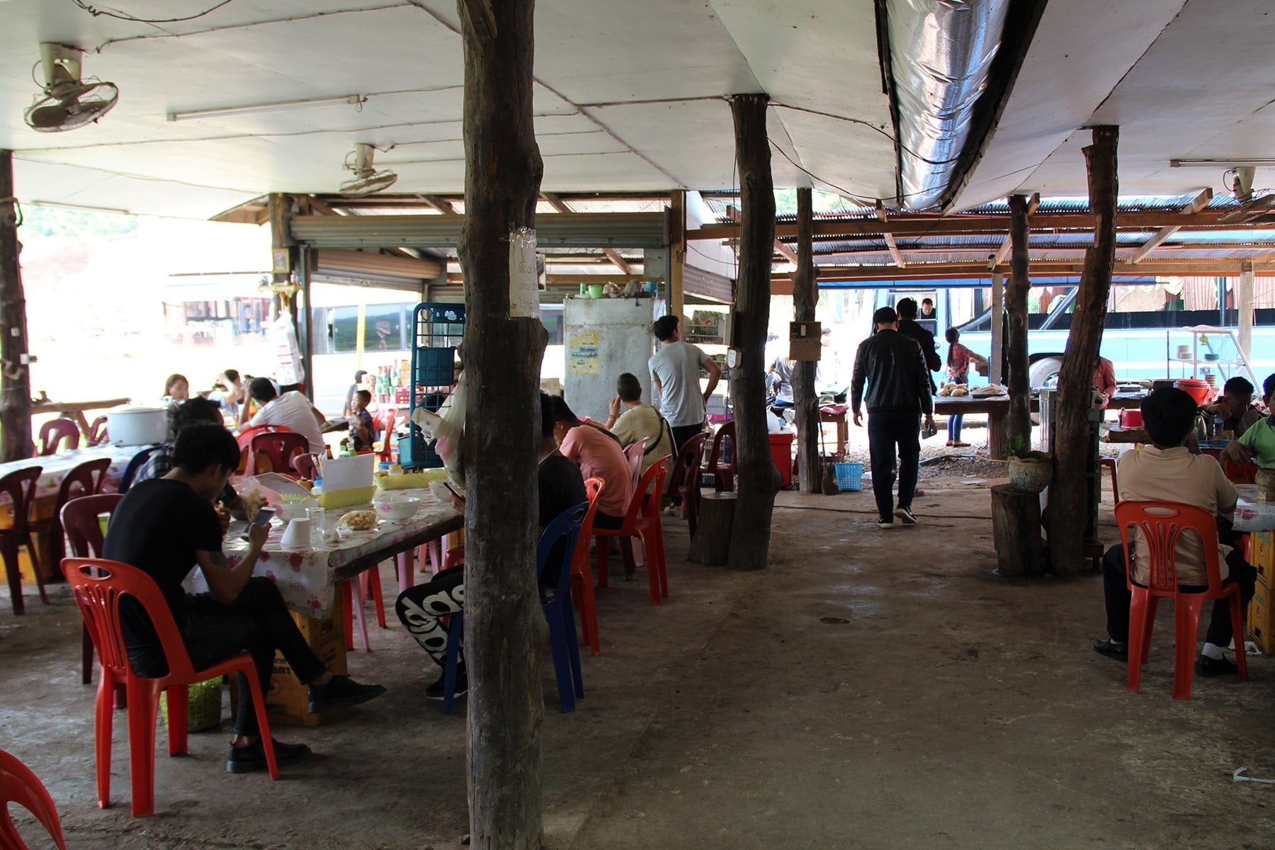 Food stop on the road in Laos