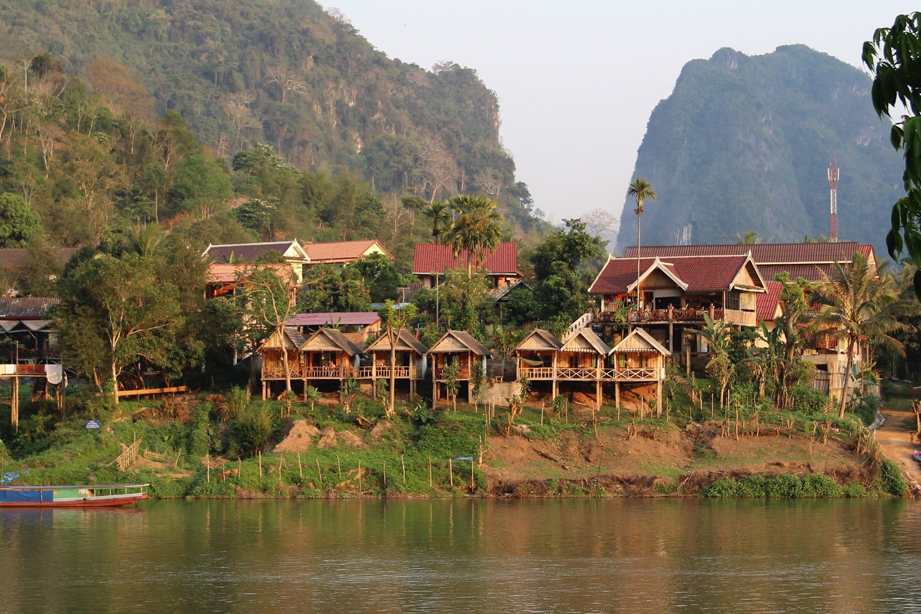 Hotels on the river bank Nong Khiaw, Laos