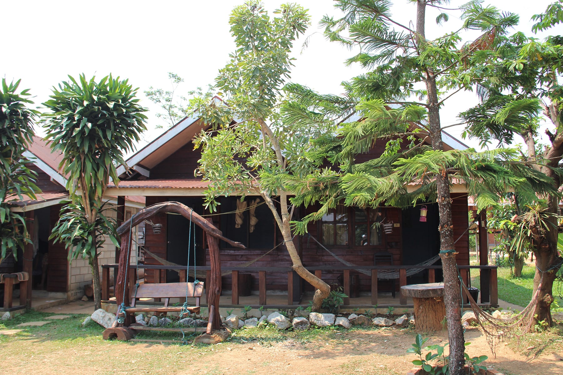 Two rooms in a bungalow in the Sabaidee Guesthouse during Thakek loop, Laos