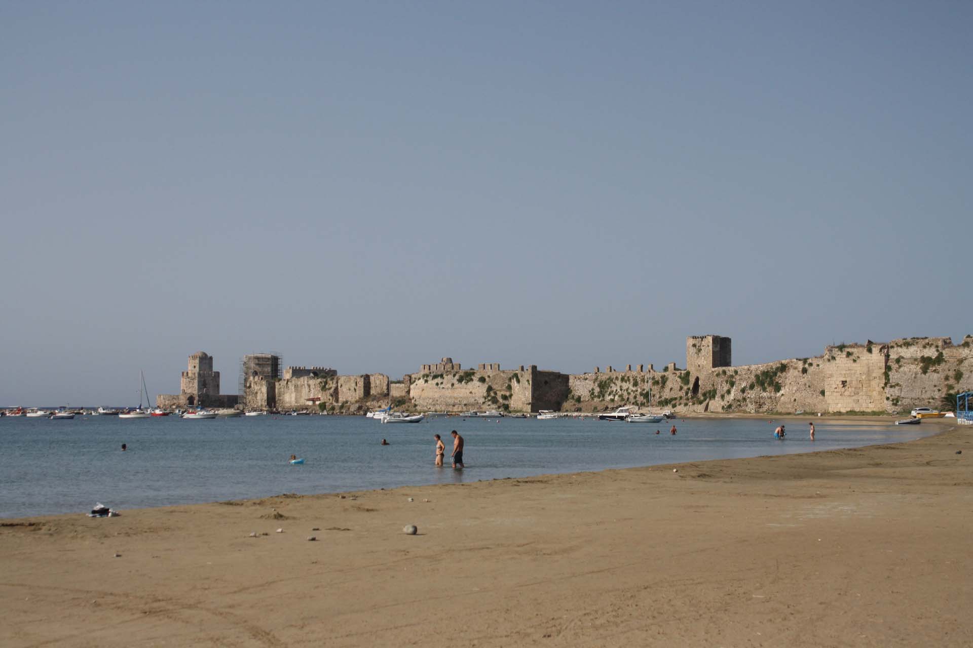 Methoni beach with view of the fortress