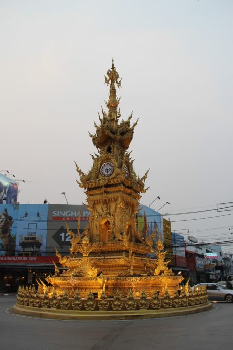 Chiang Rai golden tower clock