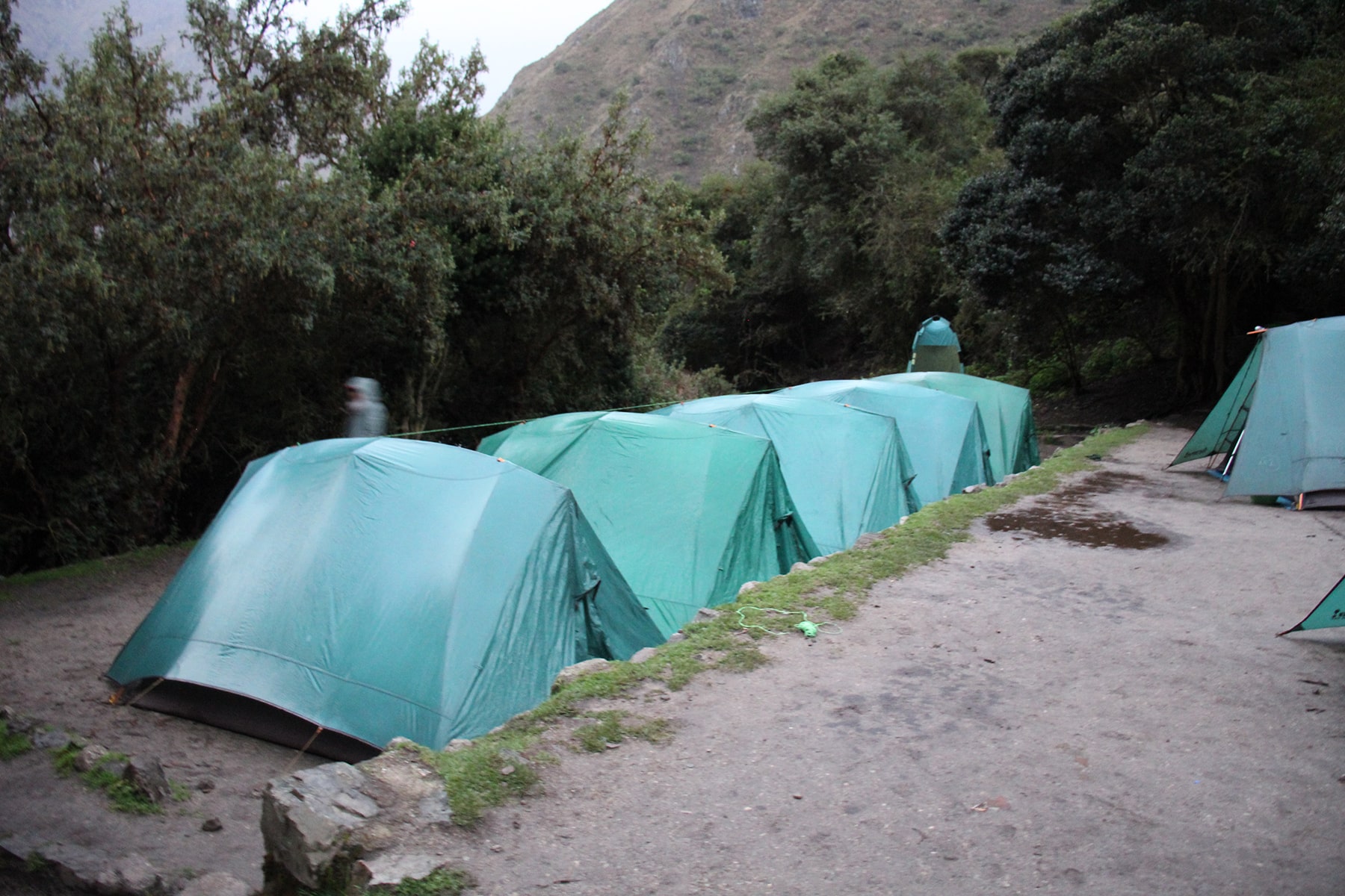 Tentes du camp de la première nuit, Inca Trail