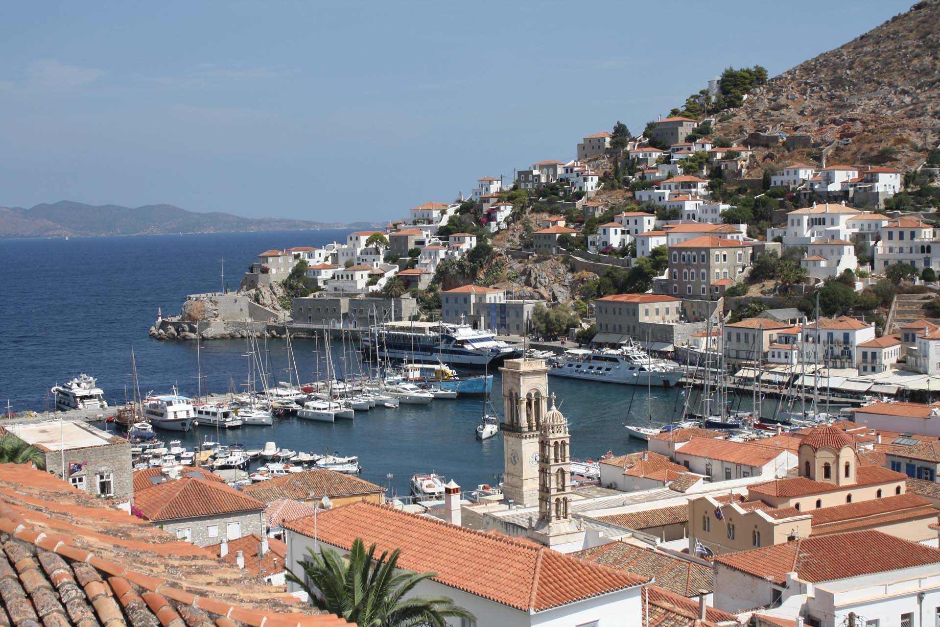 Hydra view houses port sea