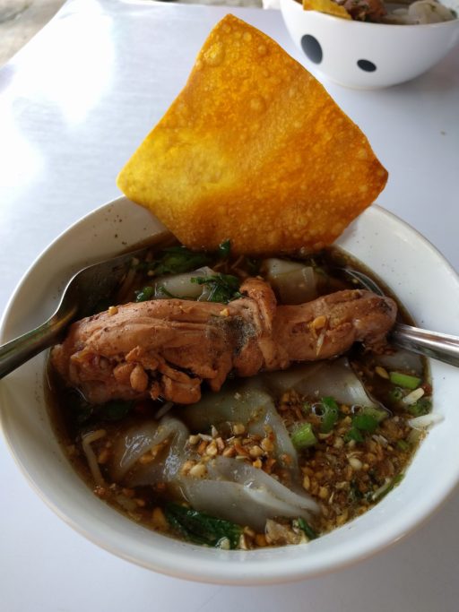The chicken soup of the green restaurant on the island of Koh Yao Yai