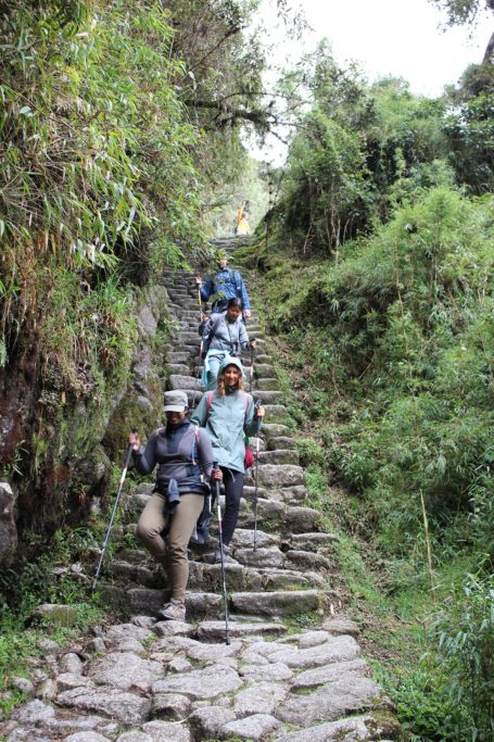 Inca trail staircases going down