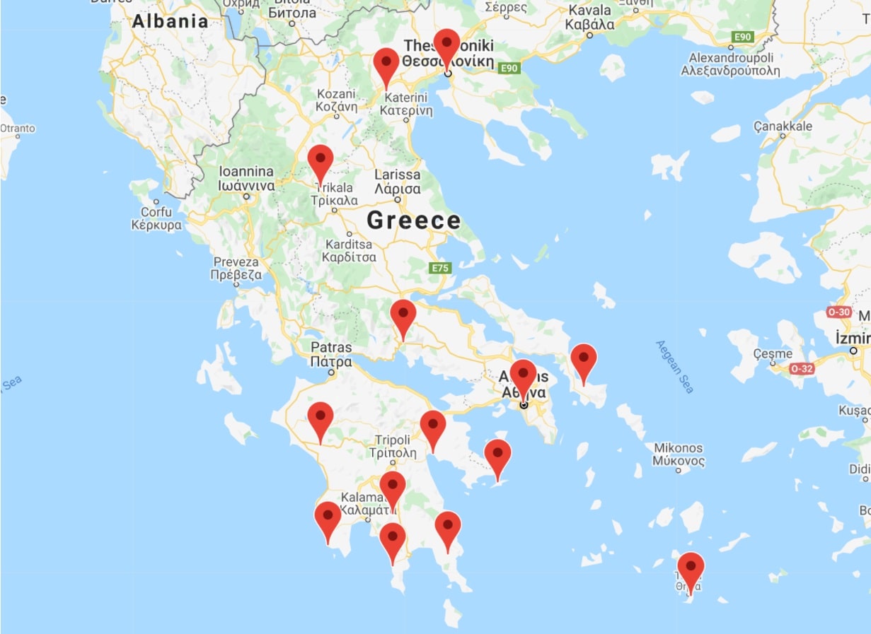map greece itinerary 2 weeks
