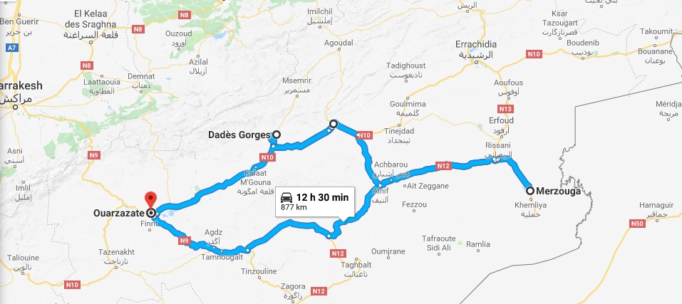 High Atlas loop from Ouarzazate to Merzouga