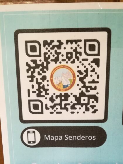 The QR code to gain access to the map of hikes in El Chaltén
